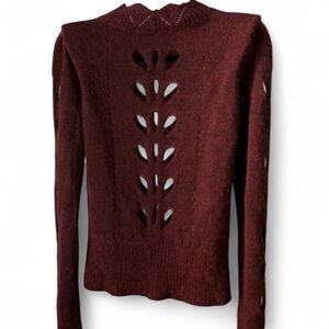 Isabel Marant Cutout Alpaca & Mohair Blend Maroon Sweater